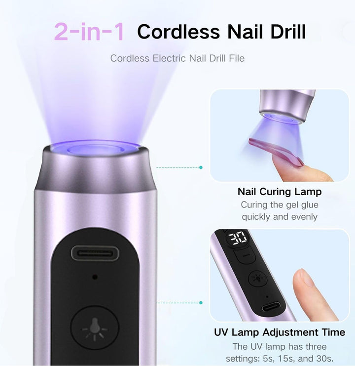 Tragbar Nagelfräser Kabellos 12 in 1 Professionell Elektrische Maniküre Pediküre set USB Wiederaufla