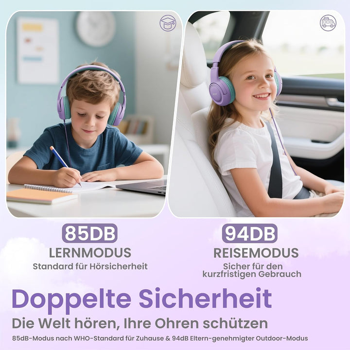 Acer Kopfhörer mit Kabel, Kopfhörer Kinder mit 85/94 dB Lautstärkebegrenzung, Over Ear Faltbare 3.5