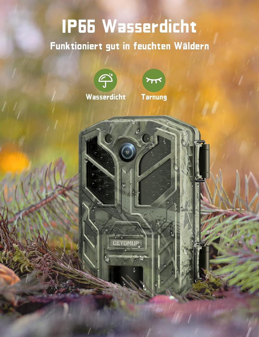 CEYOMUR Wildkamera, 4K 36MP HD Wildkamera mit Bewegungsmelder Nachtsicht, Wildtierkamera mit 2.0" LC