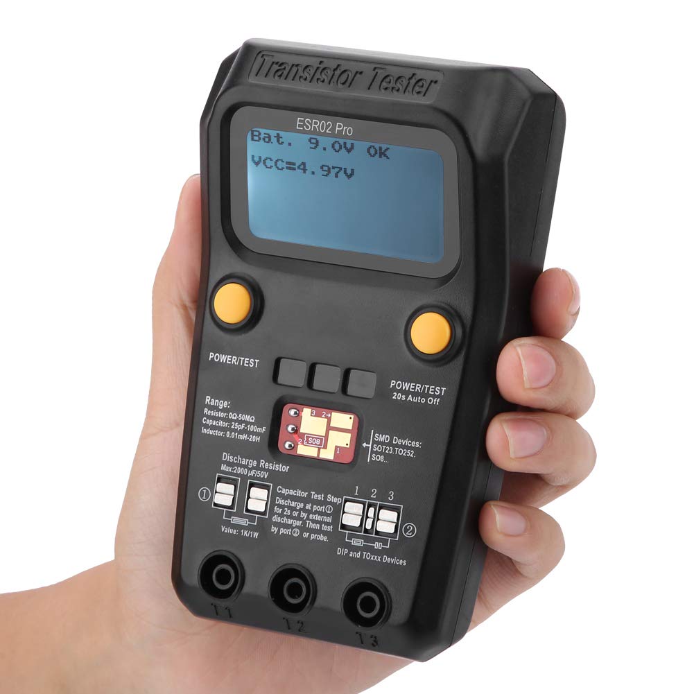 ESR02 Transistor Tester SMD-Chip-Komponenten-Kondensatormessgerät Induktivitätsmessgerät für Elektri