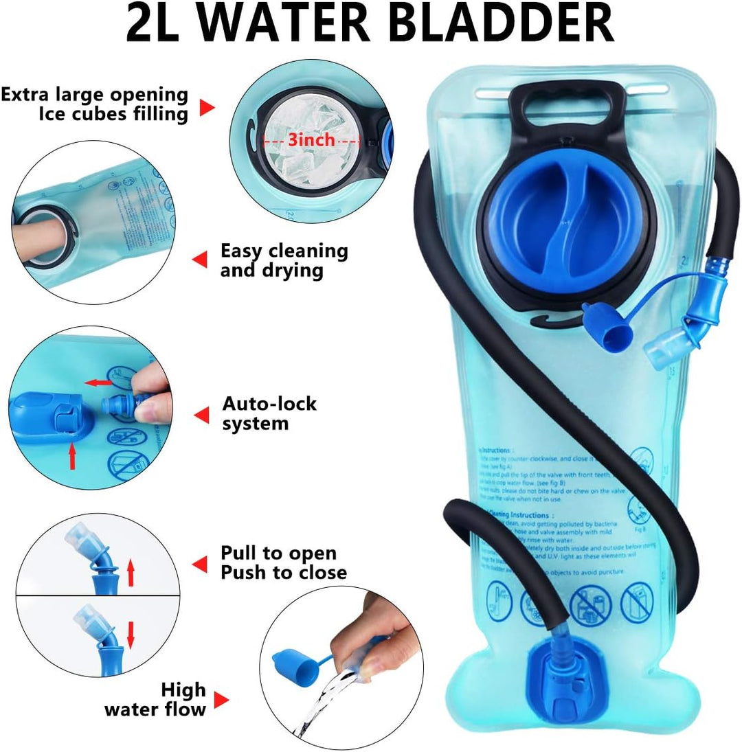 Lunidry Trinkrucksack Fahrradrucksack mit Trinkblase 2L Wasserdicht Sportrucksack, 20L Hydration Ruc