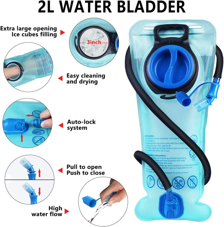 Lunidry Trinkrucksack Fahrradrucksack mit Trinkblase 2L Wasserdicht Sportrucksack, 20L Hydration Ruc