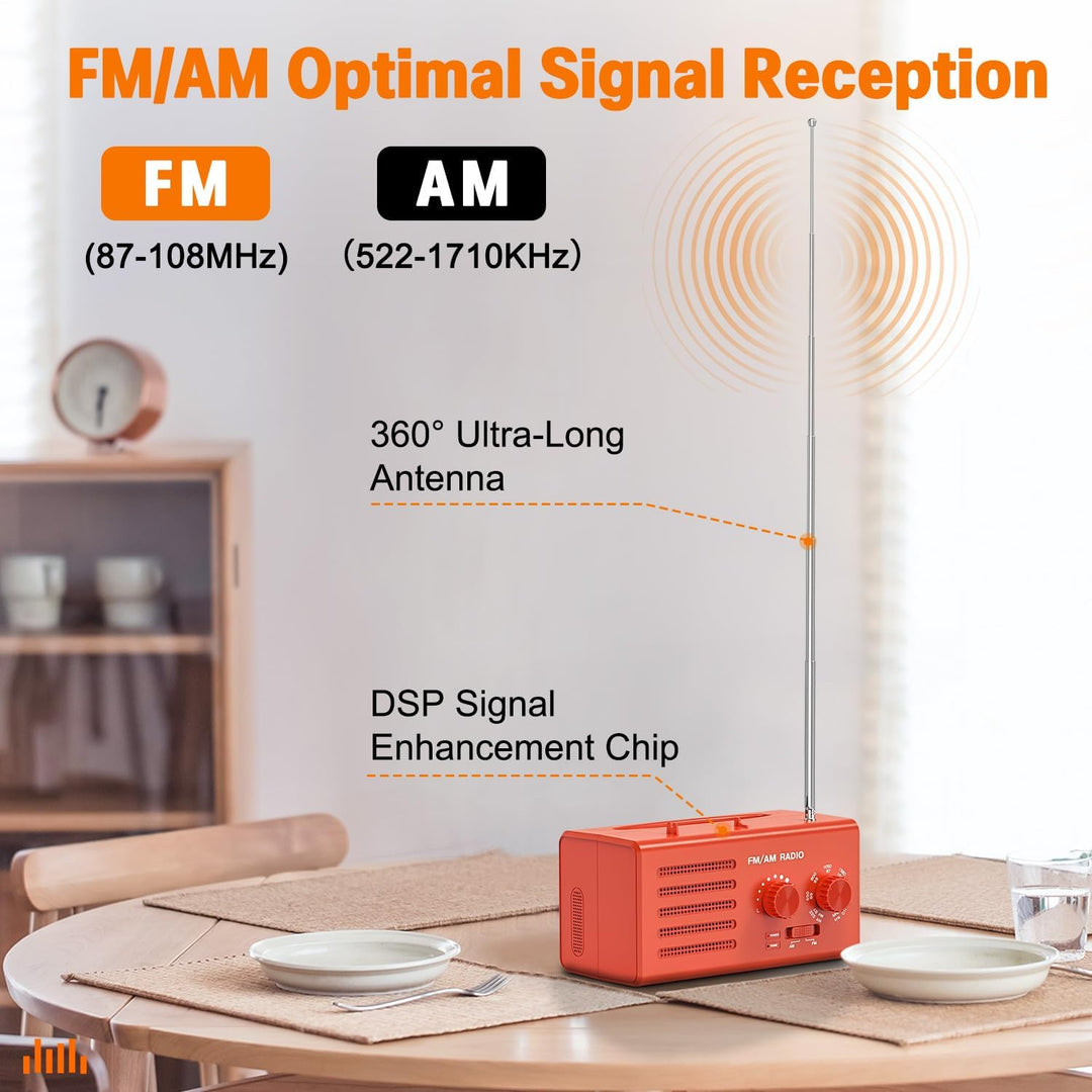 Transistorradio – AM FM Tragbares Radio mit Bestem Empfang, Eingebautem Lautsprecher, Kopfhöreransch