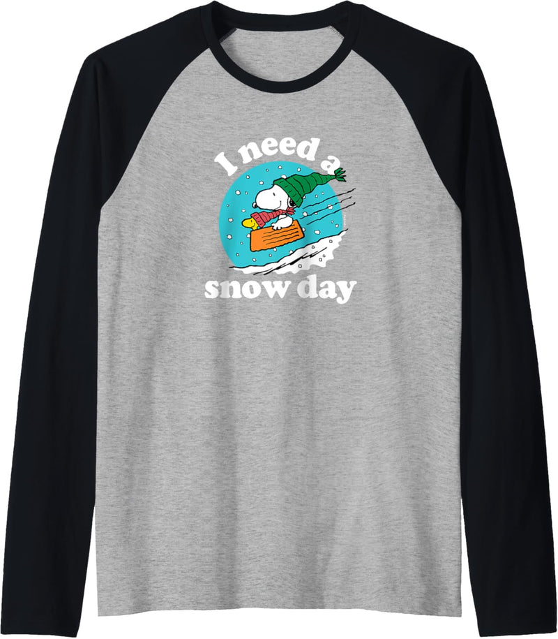 Peanuts - Christmas Snoopy - I Need A Snow Day Raglan