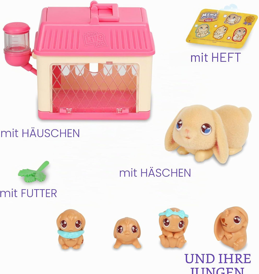 Little Live Pets - Mama Surprise Minis Bunny, Plüschhase mit Geräuschen und Bewegungen, die Babys, i