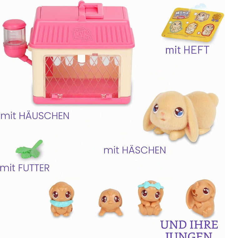 Little Live Pets - Mama Surprise Minis Bunny, Plüschhase mit Geräuschen und Bewegungen, die Babys, i