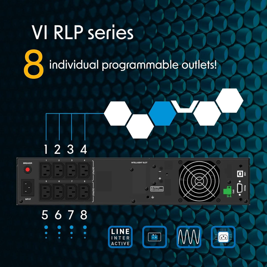 PowerWalker VI 1000 RLP Line-Interactive, 1 kVA 900 Watt, C14 In, 8 x IEC, (1 kVA 900, C14 In, 8 x I