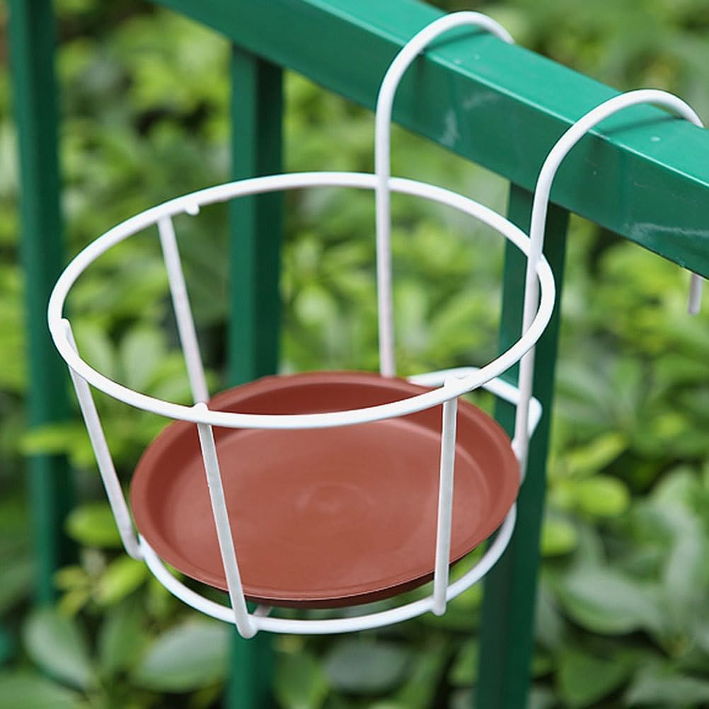 DOITOOL 5 Sets Hängeländer Übertopf Balkon Pflanzkorb Blumentopfhalter Aufhänger über dem Metallzaun