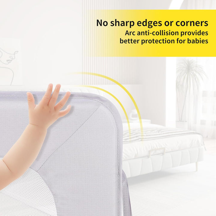 LANTUS Absperrgitter 150/180/200 cm, zusammenklappbar für Kinderbetten, Schutz gegen Stürze, Absperr