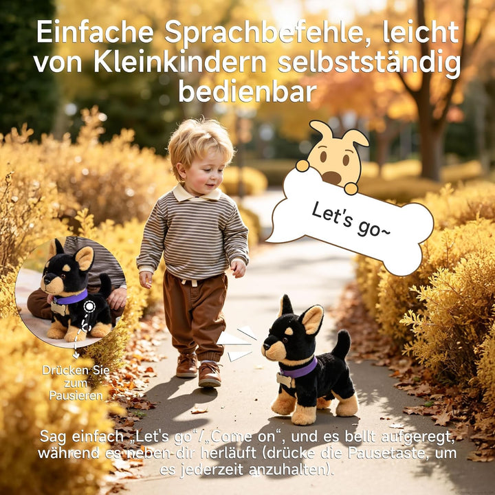 TUMAMA KIDS Laufendes und singendes Hundespielzeug, Plüschwelpe für Kinder | Spielzeughund Sprachges