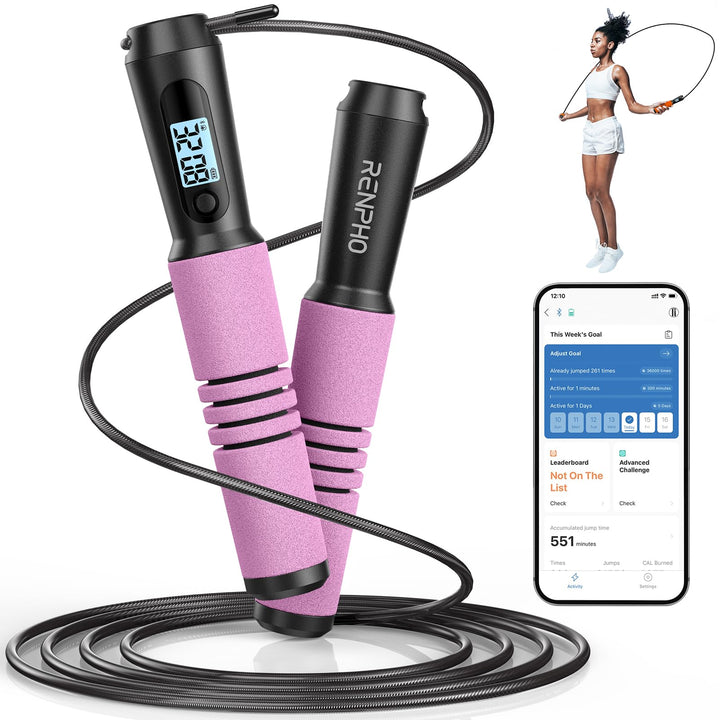 RENPHO Springseil, Smart Fitness Skipping Rope mit APP Daten Analyse, Workout-Jump Rope, Speed Rope