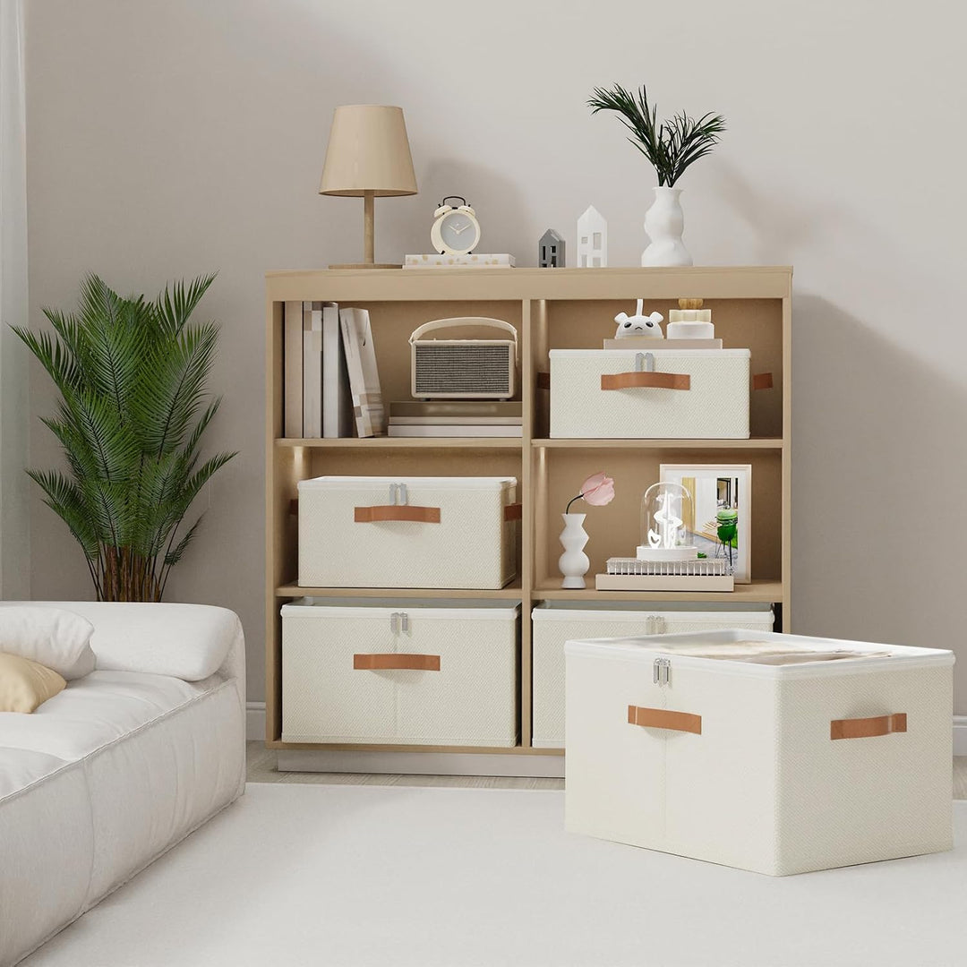 OUTBROS Aufbewahrungsbox mit Deckel, Faltbare Stoffboxen, Kleiderschrank Organizer, Unterbett Aufbew
