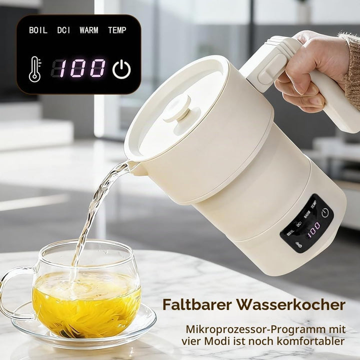 Klein Faltbarer Wasserkocher 0.6L - Camping Wasserkocher Faltbar,Reisewasserkocher Faltbar mit Schut