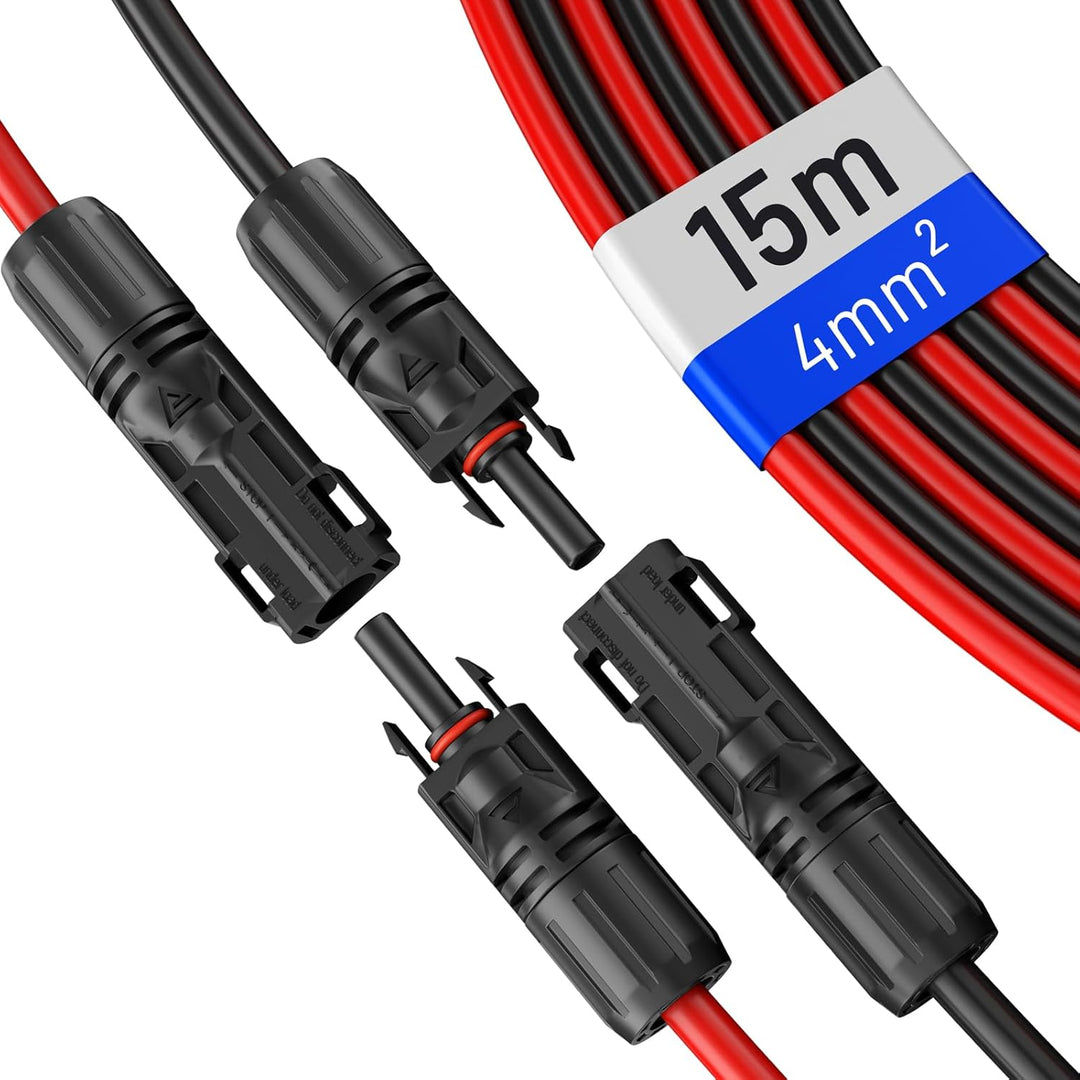 HB-DIGITAL 15m Solarkabel 4mm² mit Solarstecker & Solarbuchse für Solarmodule Reines Kupfer Verlänge