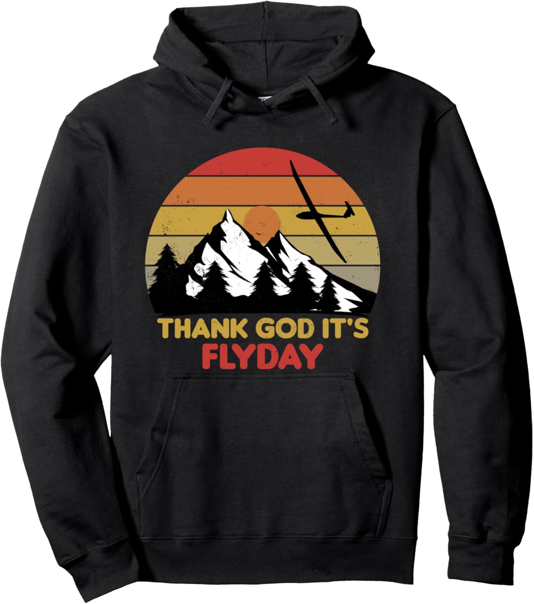 "Thank God It's Flyday" lustiges Retro Segelflug Design Pullover Hoodie