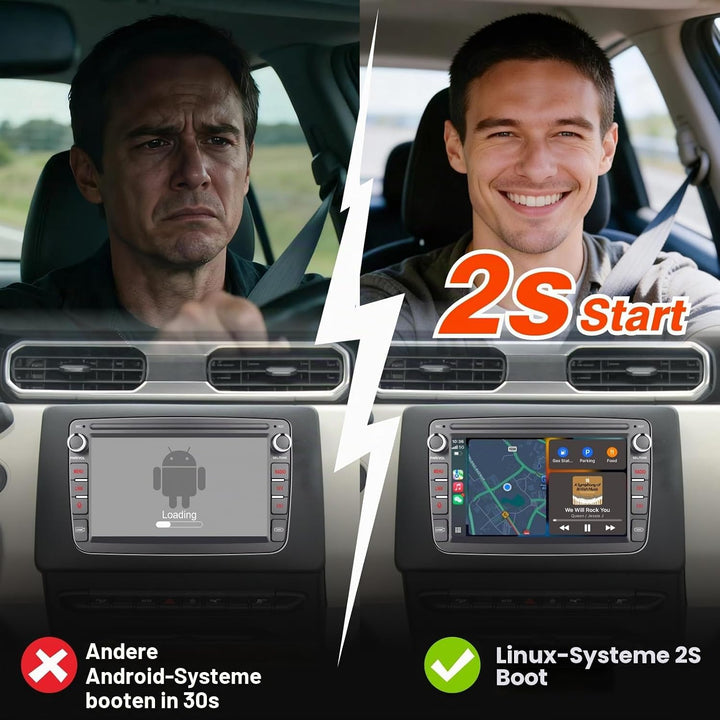 Autoradio mit Wireless CarPlay &amp; Android Auto für Dacia Sandero Duster Logan Dokker Capture Renault