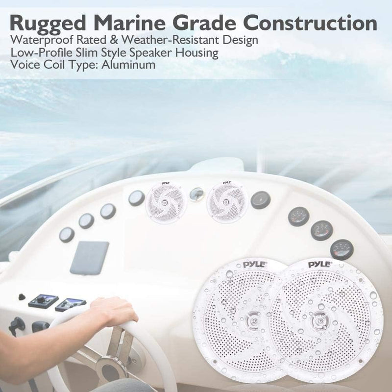 Pyle Marine Speakers - 4 Inch 2 Way Waterproof and Weather Resistant Outdoor Audio Stereo Sound Syst