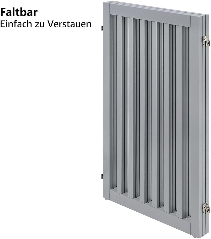unipaws Absperrgitter, freistehendes Schutzgitter mit Füssen, Treppenschutzgitter ohne Bohren, Holz-