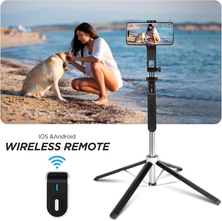 180cm Handy Stativ, Romon Selfie Stick Quad-Stativ, 360° Drehung Aluminium ausziehbarer Handy-Stativ