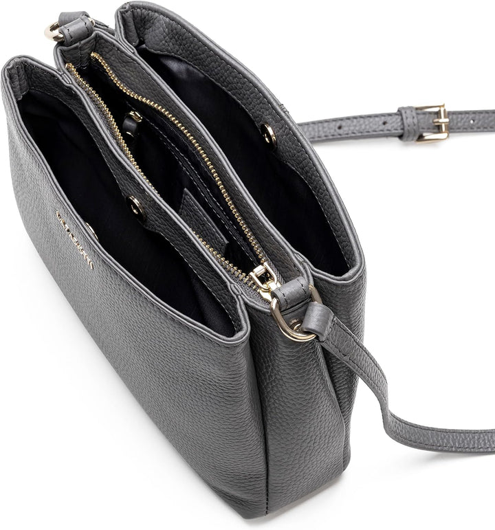 Lazarotti Bologna Leder Umhängetasche Damen | 3 Hauptfächer & längenverstellbarer Schulterriemen | m