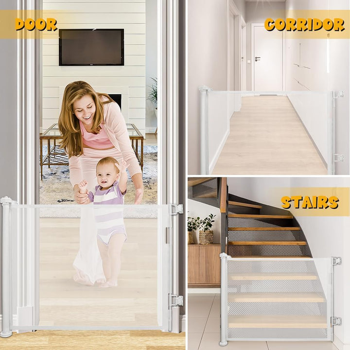 0-180cm Baby Absperrgitter, Treppenschutzgitter Ausziehbare mit Katzenklappe, Türschutzgitter, Einzi