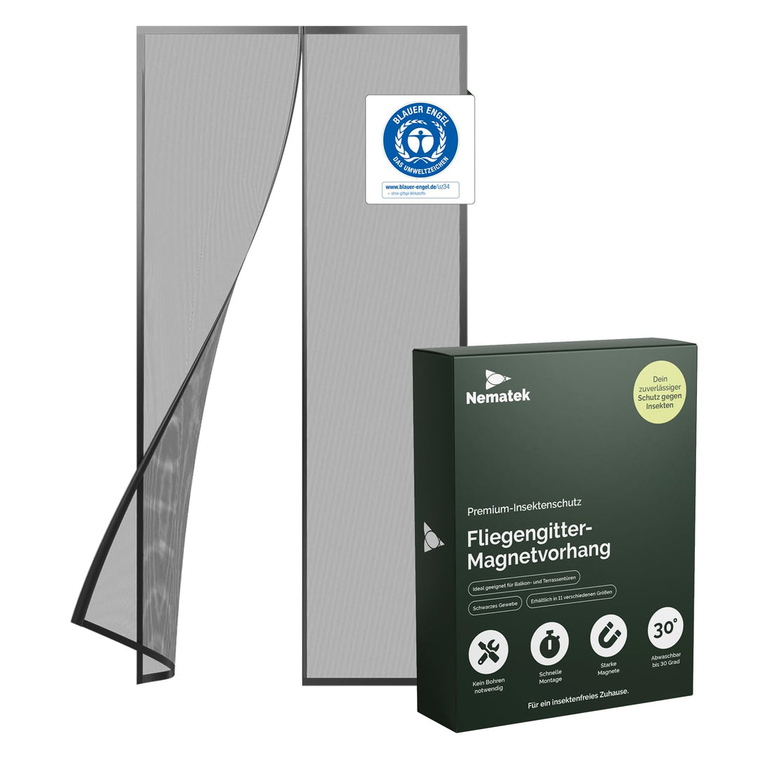 Nematek - Fliegengitter Tür 120x240 cm - hochwertige Fliegengitter Balkontür ohne Bohren - Tür Flieg