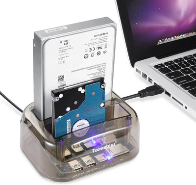 Tccmebius Festplatten Dockingstation, TCC-S865-DE USB 3.0 an SATA IDE Dual Slots Externe Festplatten