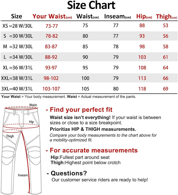 CTBQiTom Herren Motorrad Jeans Motorrad Hosen Schutz Motorradhose mit Abnehmbarer CE Rüstung 32W / 3