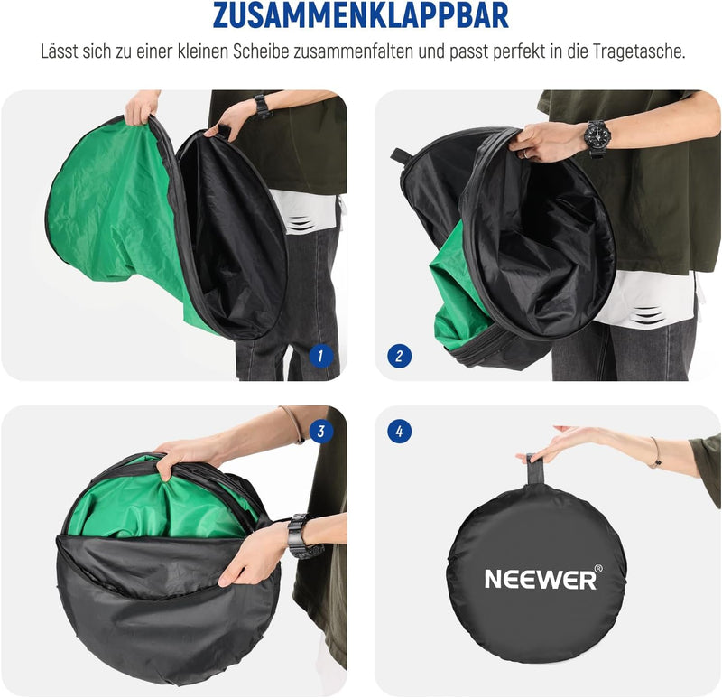 NEEWER 80cm Fotografie Reflektor, 7 in 1 Aufklapp Lichtreflektor Diffusor mit Tasche Chroma Key Blau