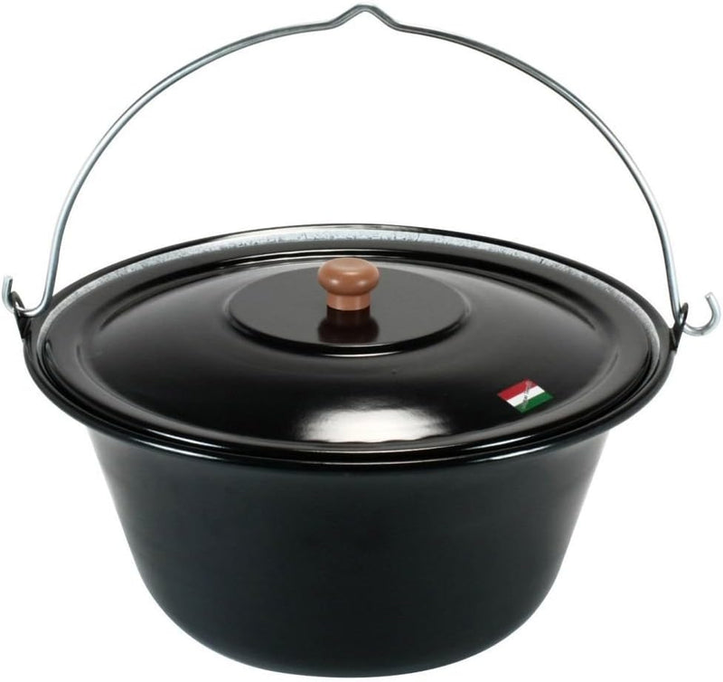 GRILLPLANET ungarischer Gulaschkessel 15 Liter mit Deckel emailliert, Gulaschtopf Set
