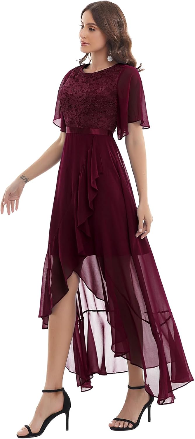 Gardenwed Damen Spitzen Abendkleid Elegant Cocktailkleid Ballkleid Brautjungfernkleider für Hochzeit