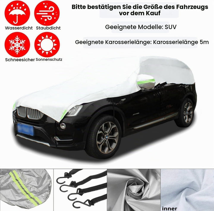 Halbgarage für Auto Windschutzscheibe Abdeckplane Winter, Halbe Autoabdeckung Universal Halbabdeckun