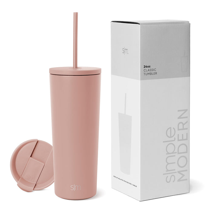 Simple Modern Isolierter Becher mit Strohhalm und Deckel | EiskaffeeBecher Wiederverwendbare Edelsta
