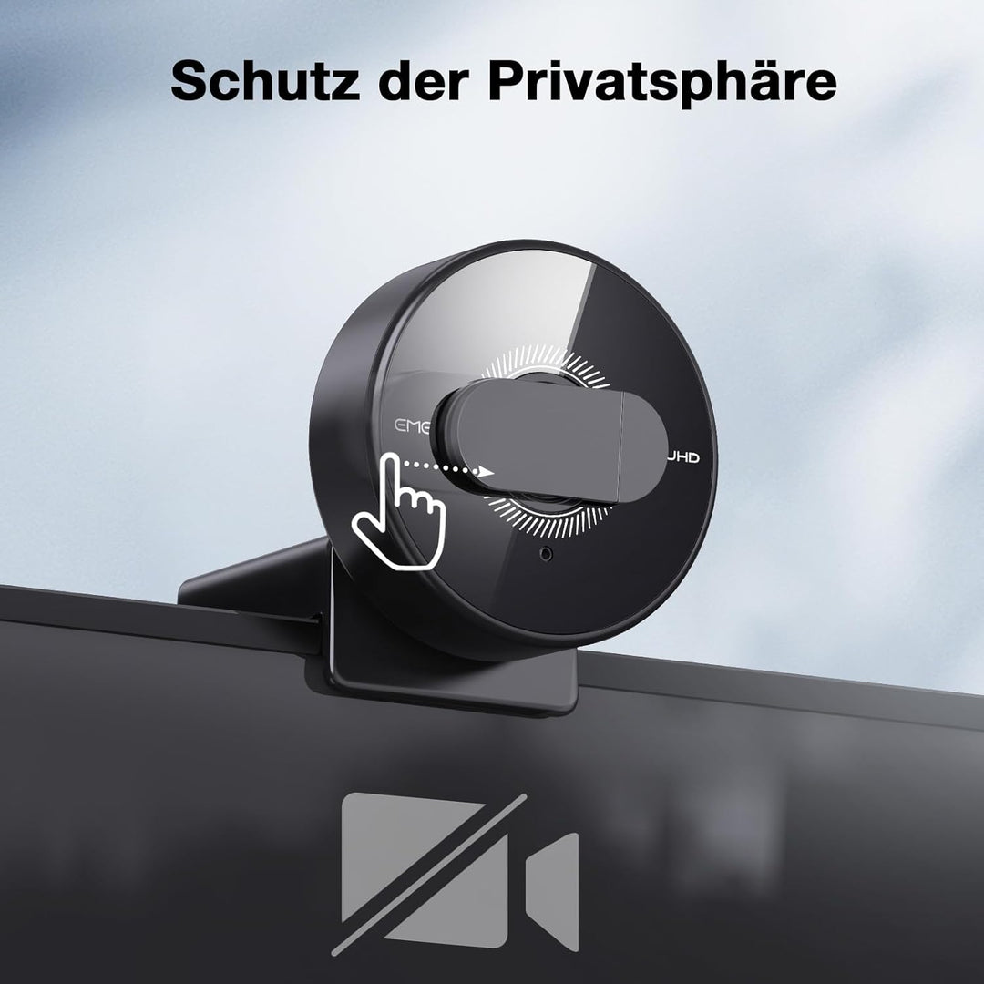 EMEET C950 4K Webcam für PC, 8 Megapixel 4K UHD, PDAF-Autofokus, Mikrofon mit Geräuschunterdrückung,