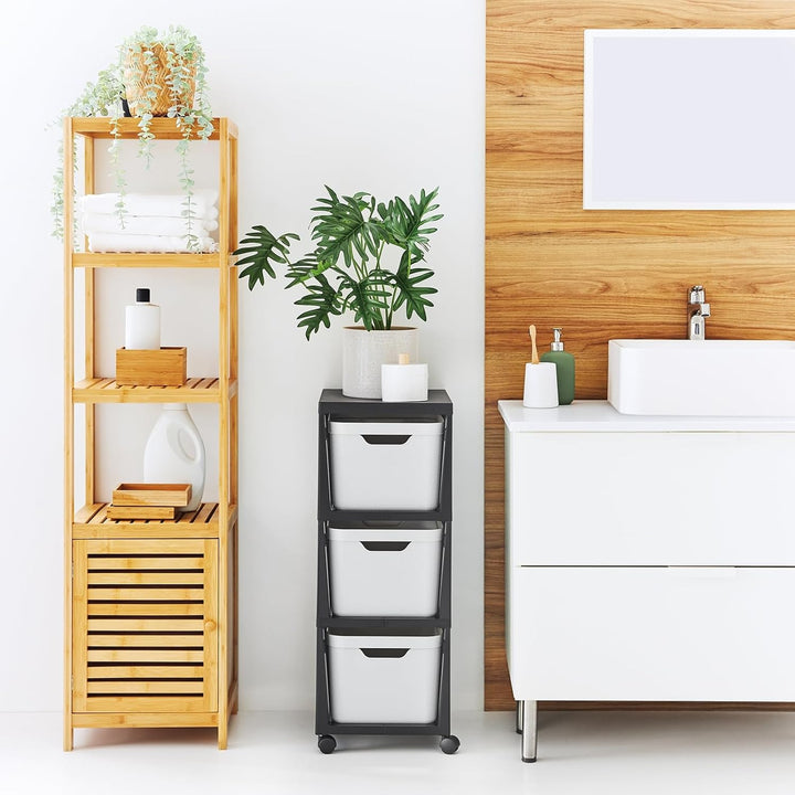 Jive Rotho Rollcontainer mit 3 Schubladen, Kunststoff (PP) BPA-frei, weiss, 3 x 16l (37.9 x 30.4 x 3