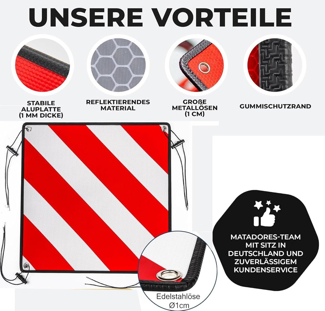 WISCRAFTER Warntafel für Spanien und Portugal Fahrradträger,3 In 1 Alu Reflektierend Warnschild(50 x