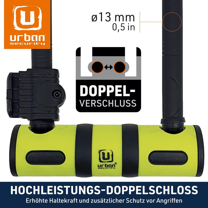 urban UR80150B Fahrradschloss Bügelschloss 80x190 Gehärtet, Hohe Sicherheit mit flexiblem Stahlkabel