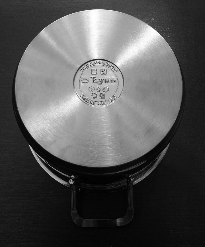 Tognana vanitosa Topf 24 cm mit 2 Griffen, Edelstahl, Silber