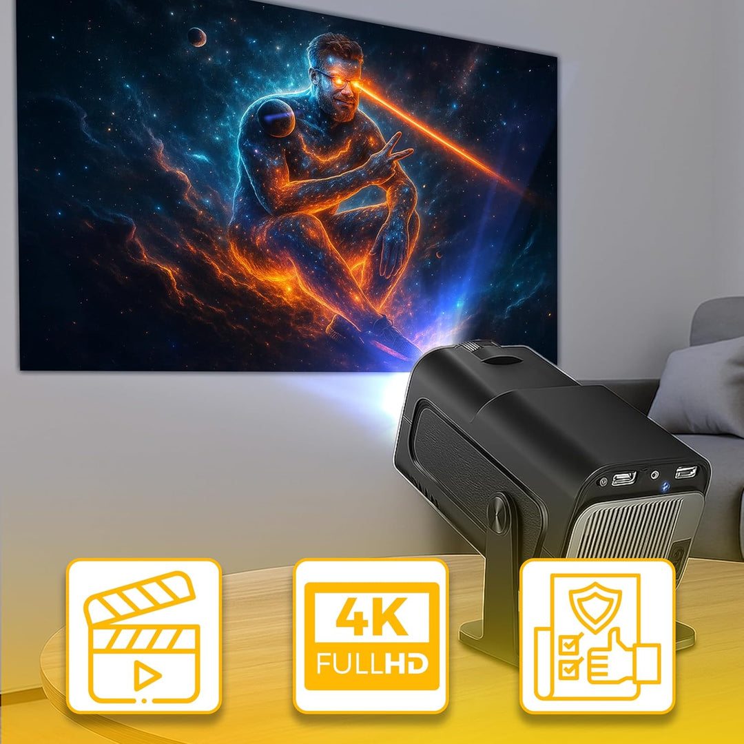 Retoo Smart Mini Beamer 1280x720 – 4K Unterstützung, WiFi6 Bluetooth 5.4 Projektor mit Autofokus, Tr