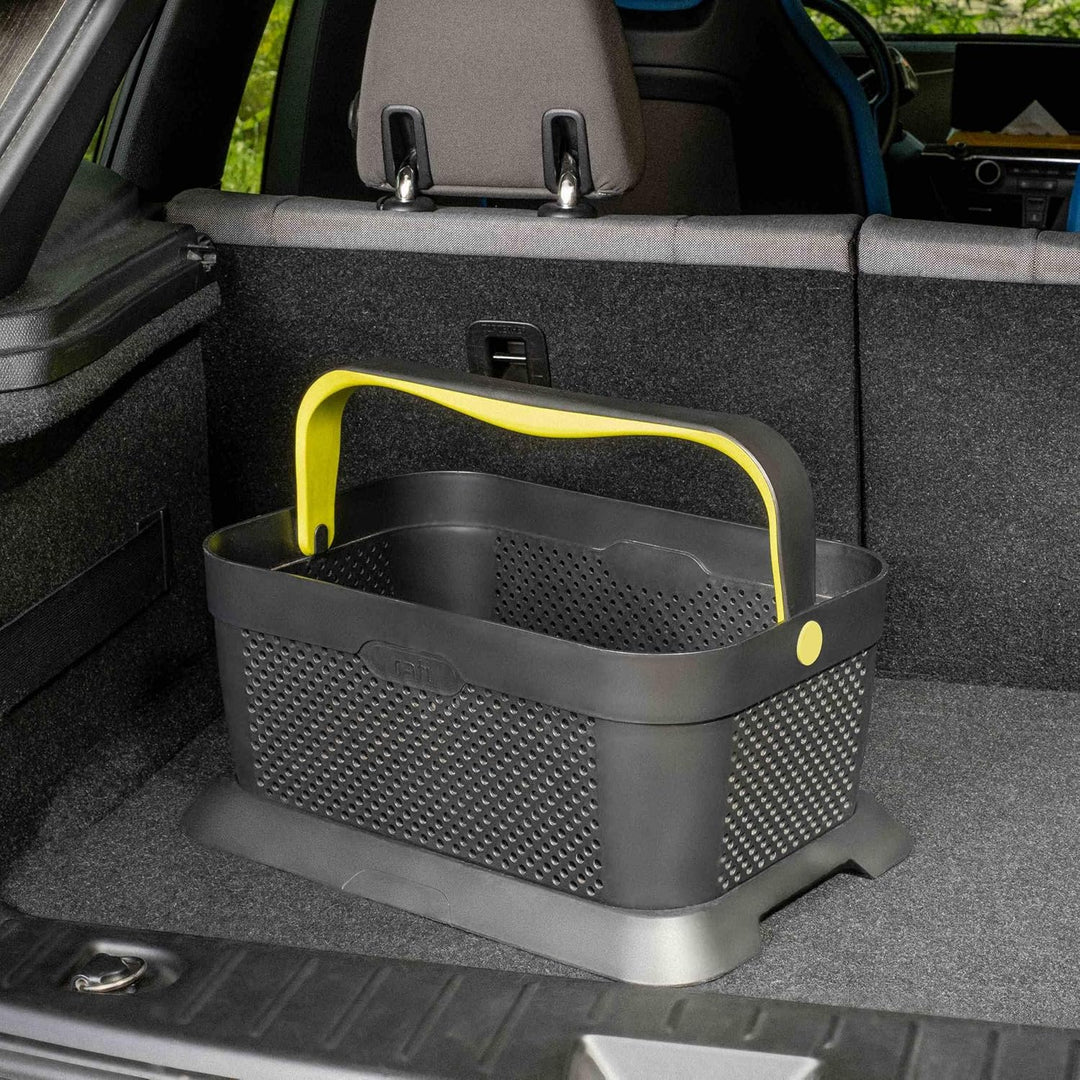 rati Basket - GREEN, Smarter Auto Korb zum Einkauf & Outdoor-Aktivitäten, mit Befestigungsadapter zu