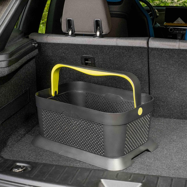 rati Basket - GREEN, Smarter Auto Korb zum Einkauf & Outdoor-Aktivitäten, mit Befestigungsadapter zu