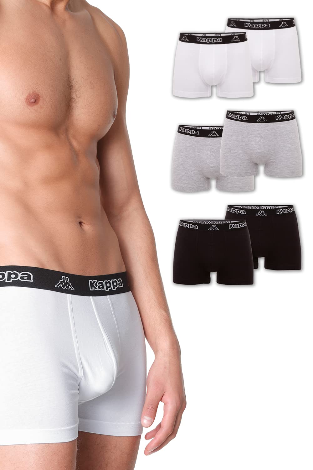 Kappa Enge Boxershorts 6er Pack VINESTA I Retro Pants für Männer aus Baumwolle I reissfeste & atmung