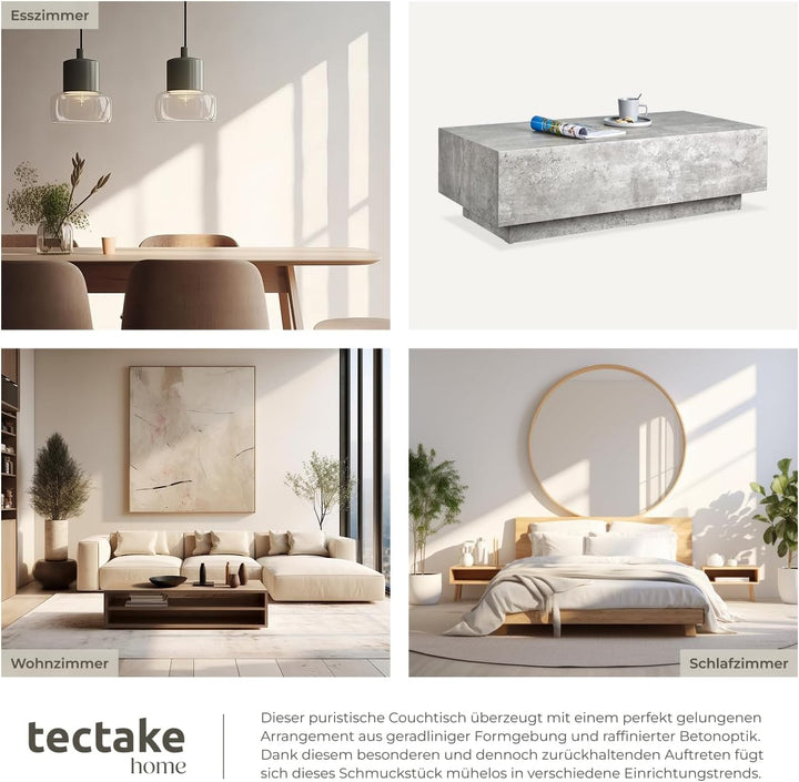 tectake® Couch Tisch, Room Decor in Beton Optik, Tisch Wohnzimmer, moderner Couchtisch, Beistelltisc