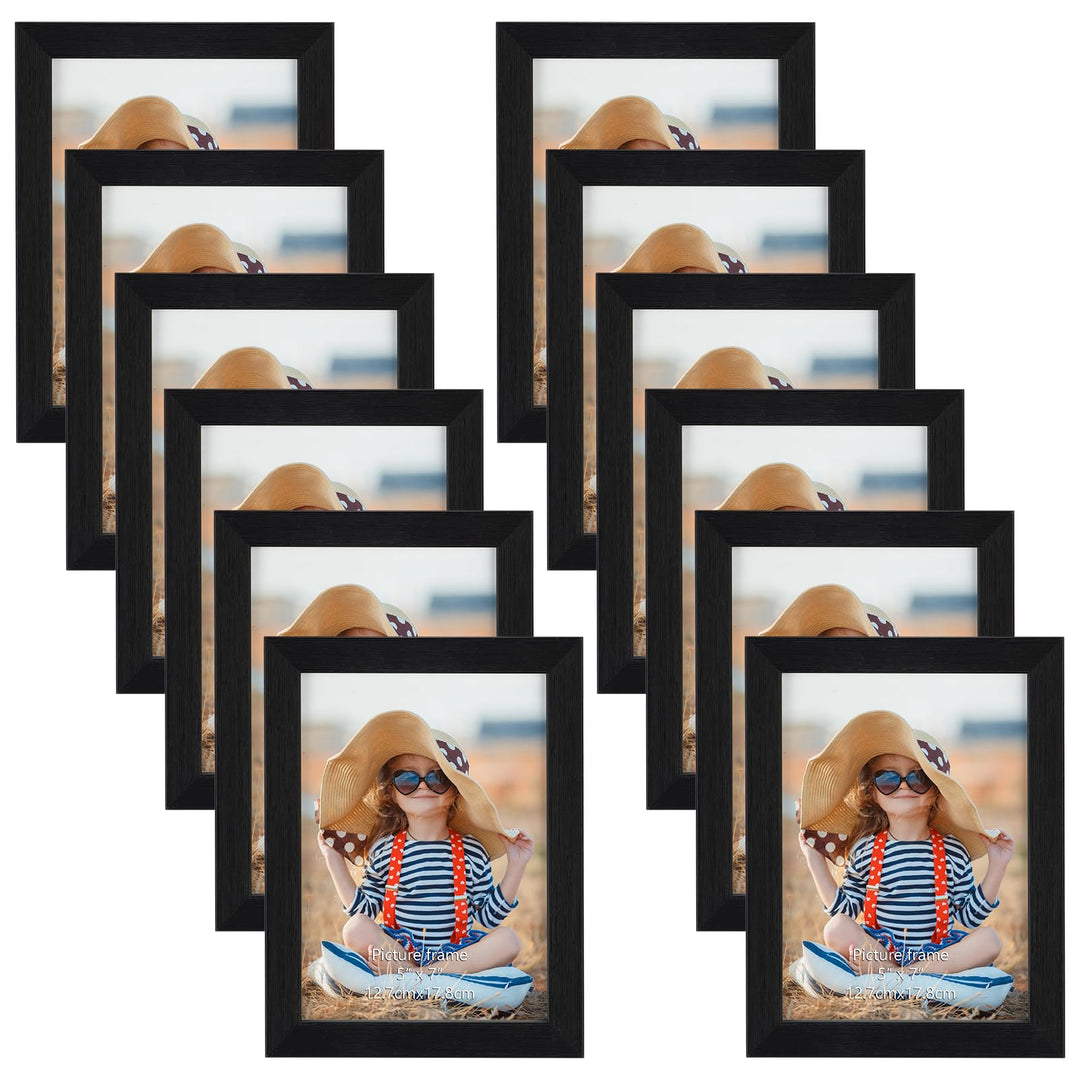EXYGLO 12er-Set Bilderrahmen 13x18 cm Schwarz für 18x13 Fotos, Fotorahmen Collage Set Leicht und Dün