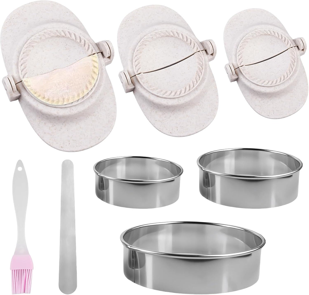 Dumpling Maker, 8 Stück Ravioli Former Set, Teigtaschenformer, Empanadas-Pressformen-Set mit Rundem