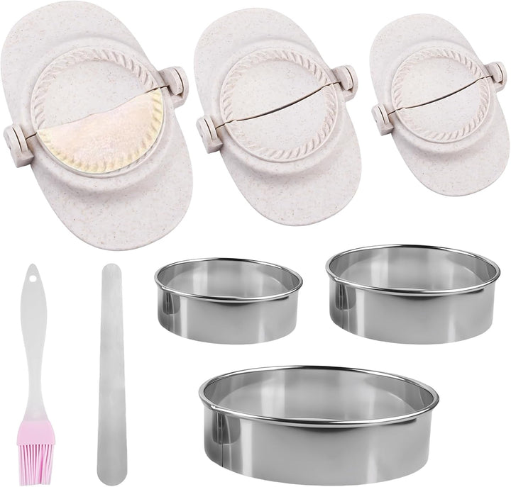 Dumpling Maker, 8 Stück Ravioli Former Set, Teigtaschenformer, Empanadas-Pressformen-Set mit Rundem