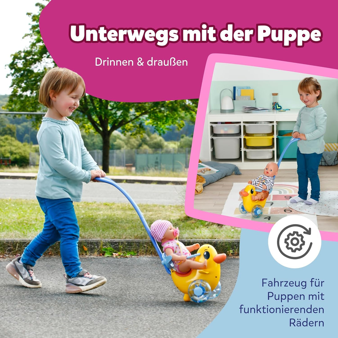 BABY born Schiebe-Berta - Mit Lenkstange & funktionsfähigen Rädern - Für 36 cm & 43 cm Puppen - Hoch
