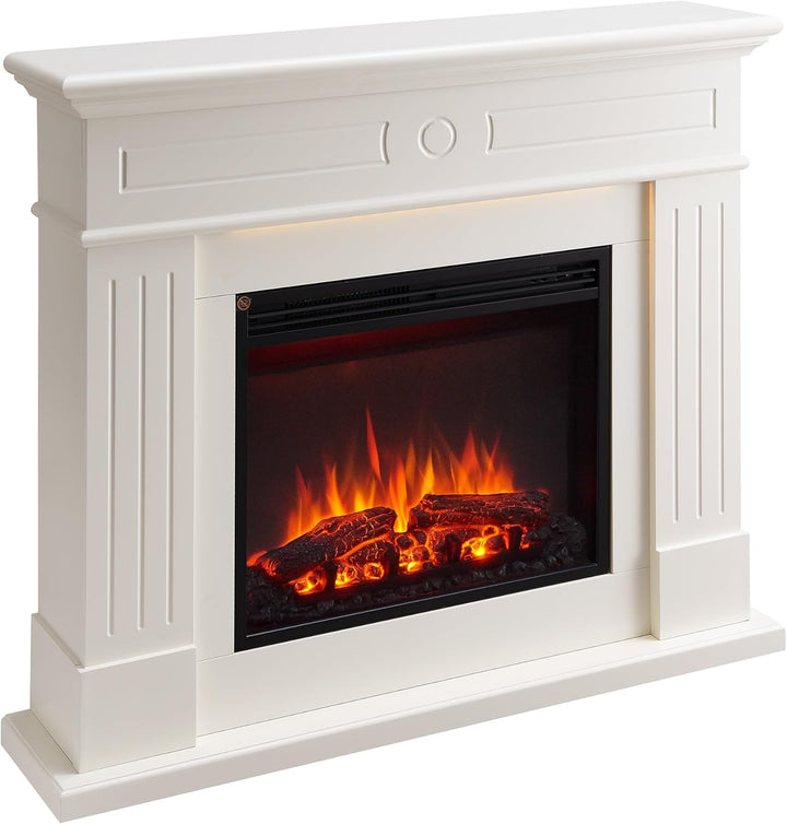 CrownFlame Leandros Elektrokamin - Elektrischer Standkamin mit Heizung 1000/2000 W, realistischer 3D