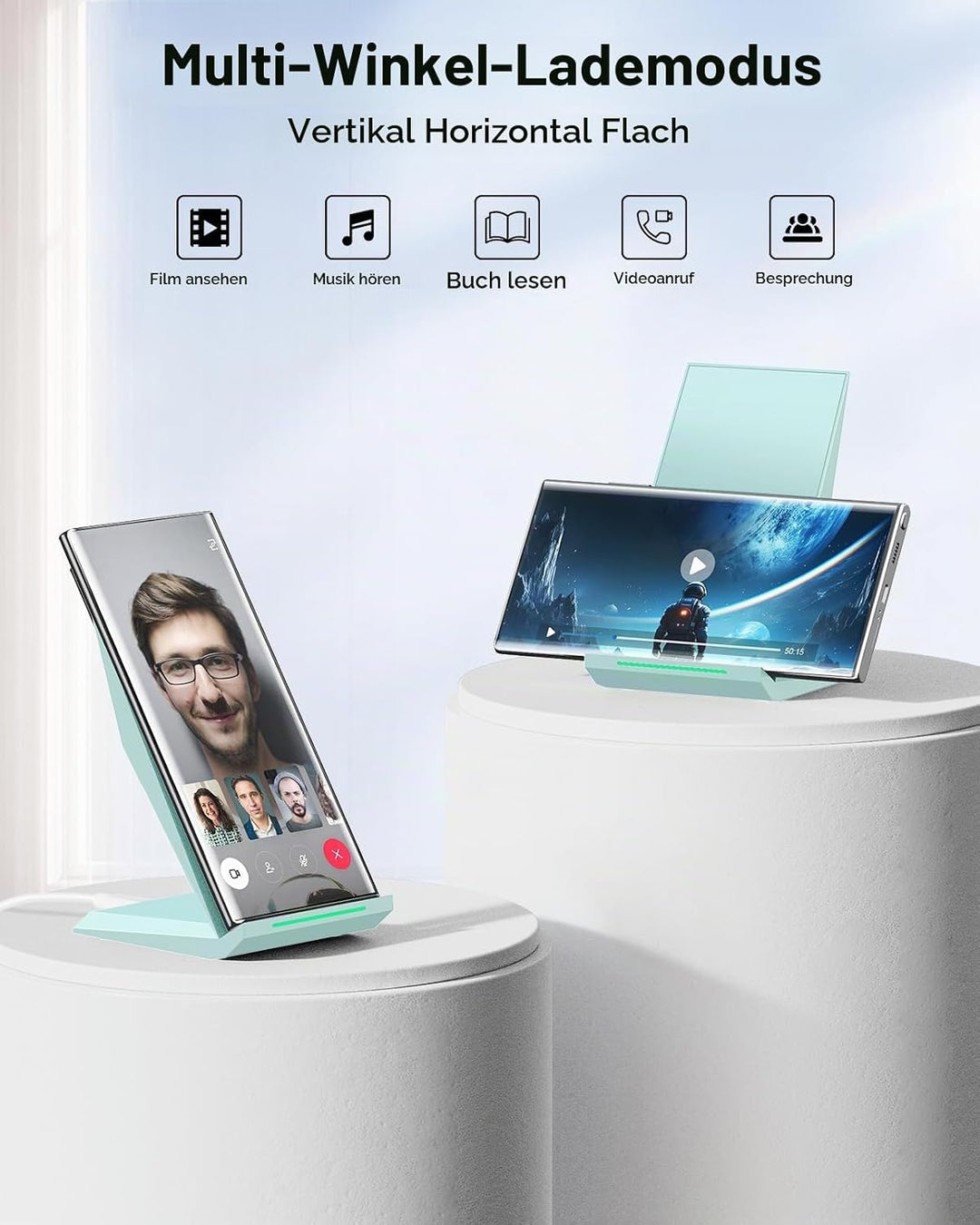 Fast Wireless Charger,NANAMI Qi kabelloses Ladegerät (mit USB C ladegerät 20W PD Adapter) für Apple