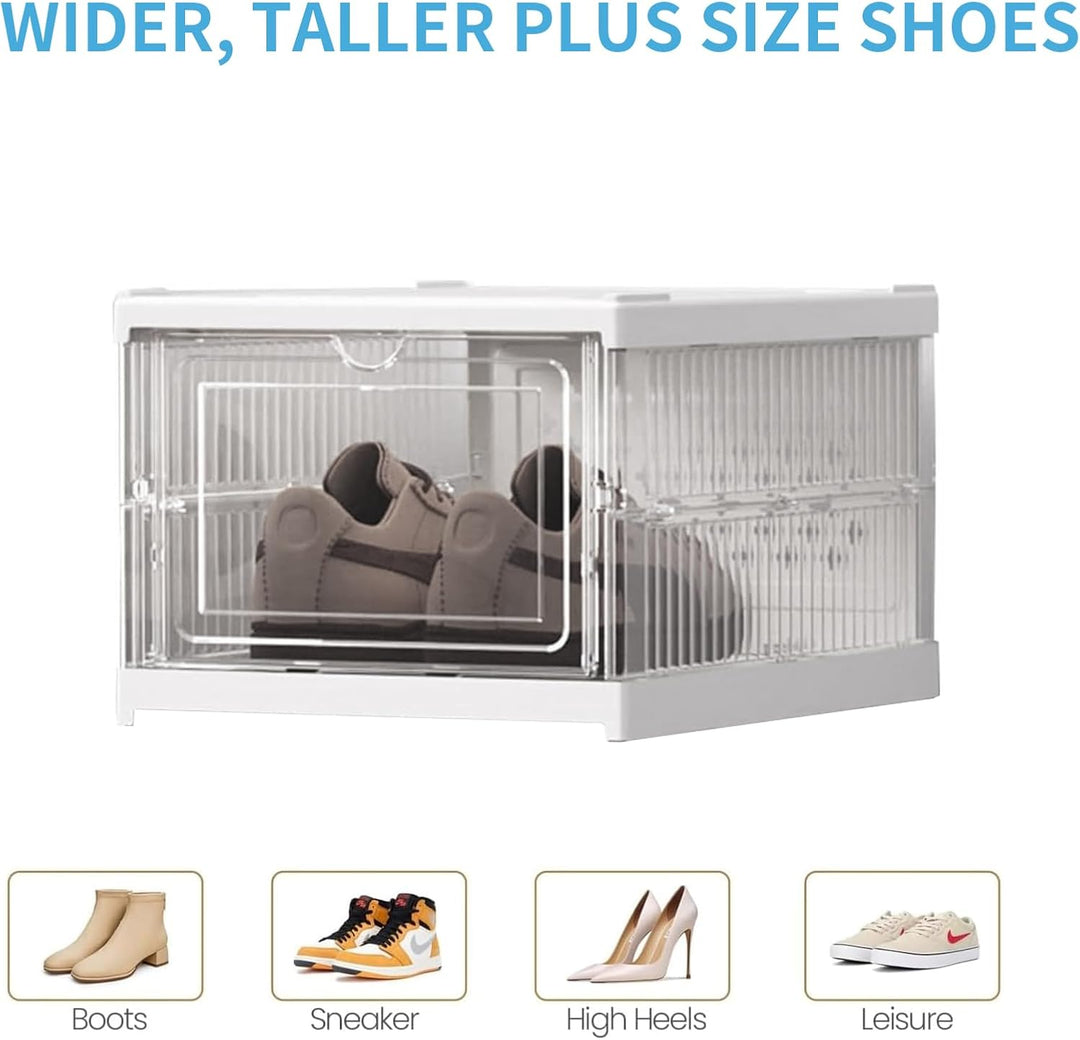 Schuhkarton - Transparenter, faltbarer Schuhkarton - Stapelbarer und platzsparender Kunststoff-Schuh